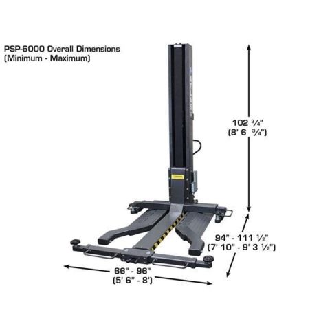 Atlas ATEXH-PSP-6000-FPD Single Post Lift 6000 lb Portable Low Profile