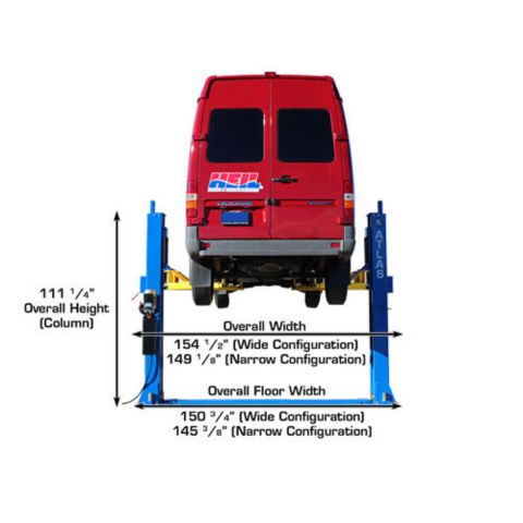 Atlas BP12000X-FPD 2 Post Lift 12000 lb Baseplate Low Ceiling