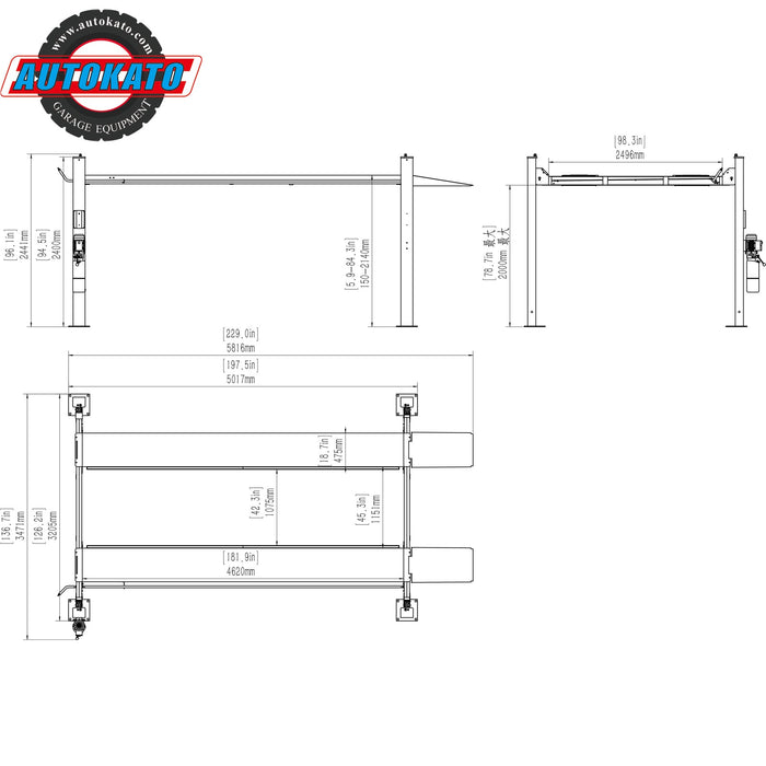 AK-4H110 Four Post Vehicle Lift 11,000lbs *Warehouse Pickup ONLY*