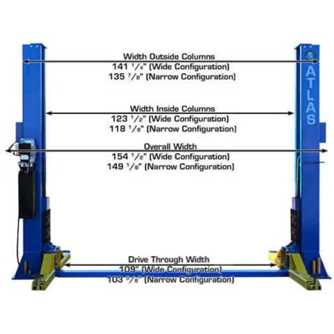 Atlas BP12000X-FPD 2 Post Lift 12000 lb Baseplate Low Ceiling