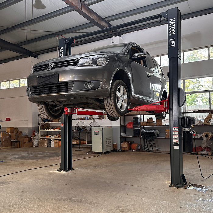KT-AS110D Two Post Asymmetrical Vehicle Lift 11,000lbs Single Point Lock Release