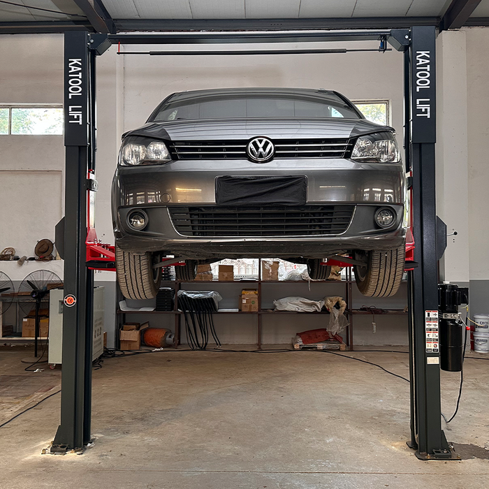 KT-AS110D Two Post Asymmetrical Vehicle Lift 11,000lbs Single Point Lock Release