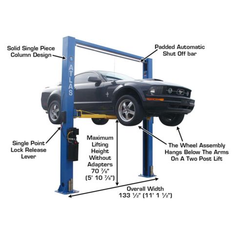 Atlas 9OHSC-SS-FPD 2 Post Lift 9000 lb Overhead Single Piece Column