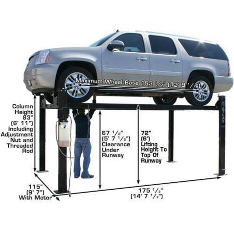 Atlas PRO8000-FPD 4 Post Lift 8000 lb Portable Storage