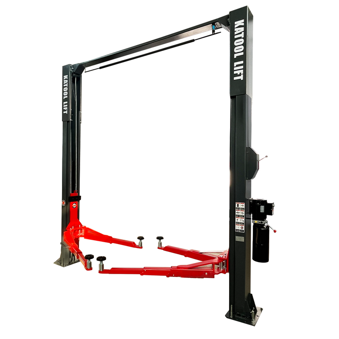KT-AS110D Two Post Asymmetrical Vehicle Lift 11,000lbs Single Point Lock Release