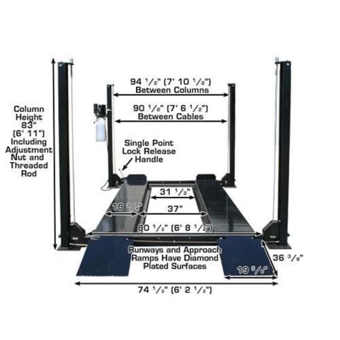 Atlas PRO8000-FPD 4 Post Lift 8000 lb Portable Storage