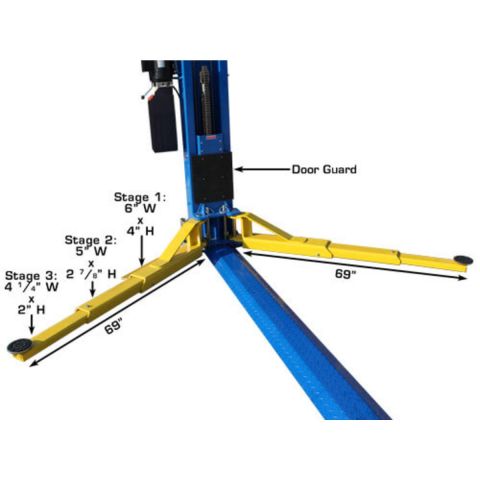 Atlas BP12000X-FPD 2 Post Lift 12000 lb Baseplate Low Ceiling