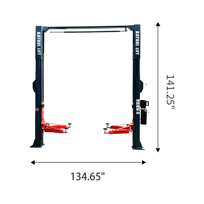 KT-AS110D Two Post Asymmetrical Vehicle Lift 11,000lbs Single Point Lock Release