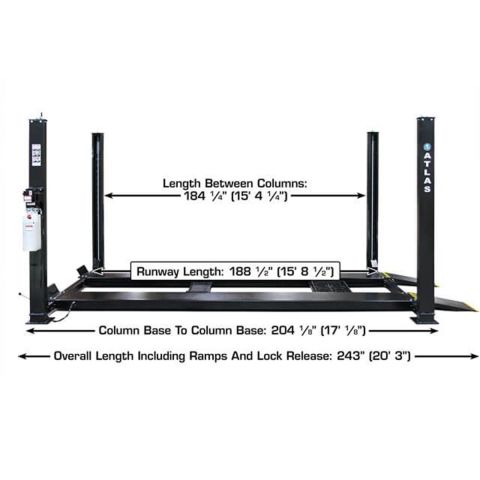 Atlas Apex9-FPD 4 Post Lift 9000 lb ALI Certified Portable Storage