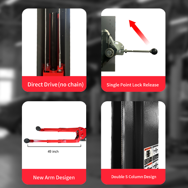 KT-AS110D Two Post Asymmetrical Vehicle Lift 11,000lbs Single Point Lock Release