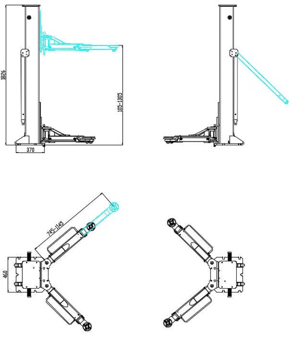 Katool 8000 lbs Tested Portable 2 Post Lift PMRL-200 Adaptable 2 Post Lift Mobile Car Lift Two Post Lift for Home