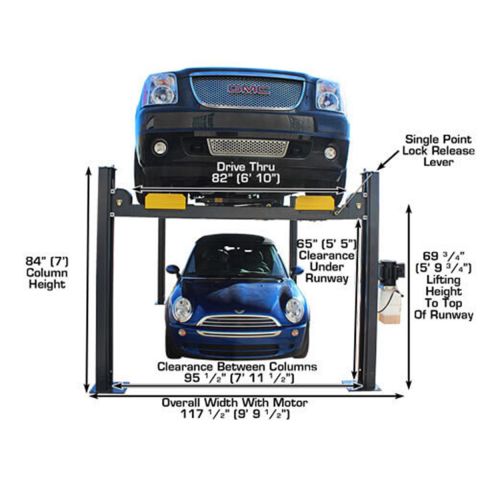 Atlas ATEATTD-408SL-FPD 4-Post Lift 8000 lb Portable
