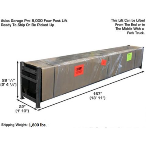 Atlas PRO8000-FPD 4 Post Lift 8000 lb Portable Storage