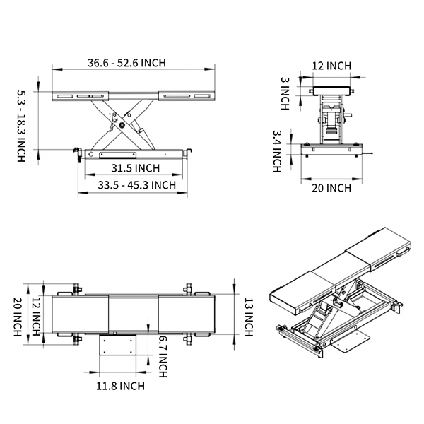 Katool KT-RJ50 Rolling Jack 5000 lbs - Fits KT-4H110 lift and KT-4H850