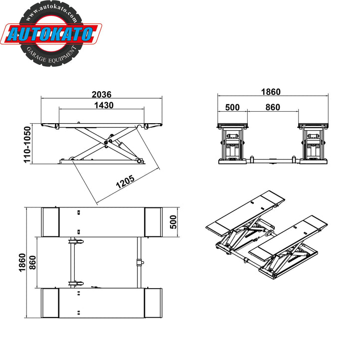 Katool X85 Mid-Rise Scissor Lift 8,000 lb - 110V