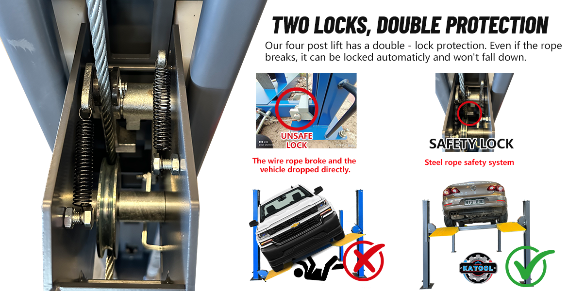 Katool KT-4H150 Heavy Duty 4-Post Alignment Lift 15,000lbs. Rolling Jack Included