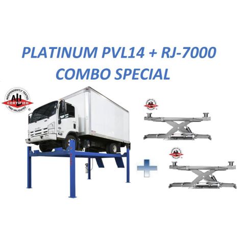 Atlas Platinum PVL14 14000 lb 4-Post Lift Combo with RJ7000 Sliding Bridge Jacks