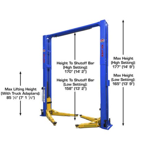 Atlas Platinum PVL12 2 Post Lift 12000 lb Extra Tall Wide