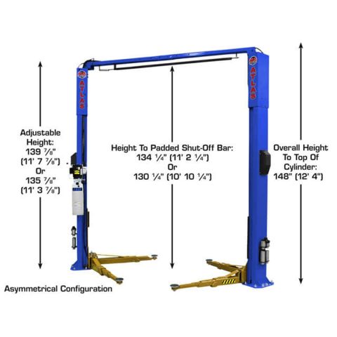 Atlas PVL10-FPD 2 Post Lift 10000 lb Overhead Clear Floor