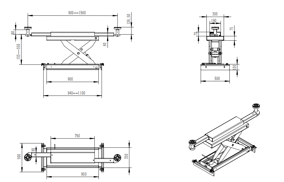 Katool KT-4H150 Heavy Duty 4-Post Alignment Lift 15,000lbs. Rolling Jack Included