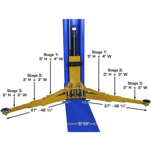 Atlas PVL9BP-FPD 2 Post Lift 9000 lb Baseplate Low Ceiling
