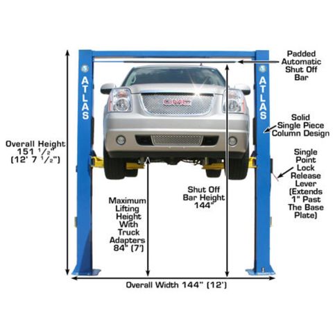 Atlas ATEATTD-OHX10000X-FPD 2 Post Lift 10000 lb Overhead Extra Tall Extra Wide