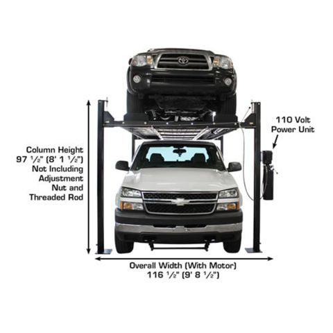 Atlas PRO8000EXT-L-FPD 4 Post Lift 8000 lb Extra Tall Extra Long Storage