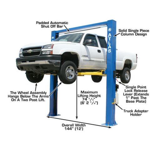 Atlas ATEATTD-OHX10000X-FPD 2 Post Lift 10000 lb Overhead Extra Tall Extra Wide