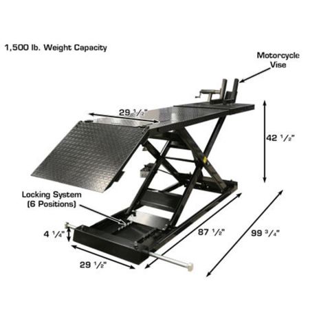 Atlas ATEHT1005-KIT-FPD Motorcycle ATV Lift 1,500 lb Air Hydraulic Side Extensions