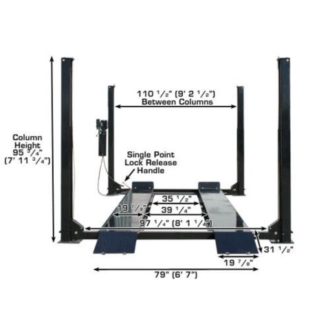 Atlas PRO9000-FPD 4 Post Lift 9000 lb Extra Tall Wide Long Storage