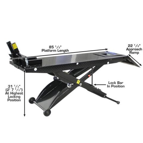 Atlas ATEHT-ACL-FPD Motorcycle Lift 1,000 lb Air Operated Roller Plate