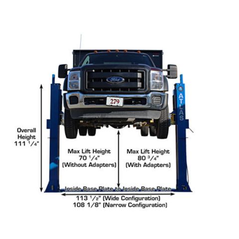 Atlas BP12000X-FPD 2 Post Lift 12000 lb Baseplate Low Ceiling