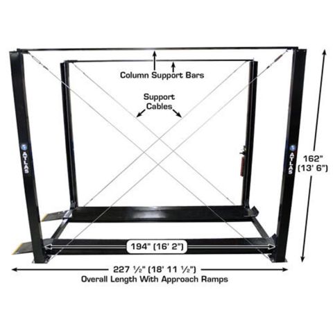 Atlas PRO7000ST-FPD 4 Post Lift 7000 lb Super Tall Storage