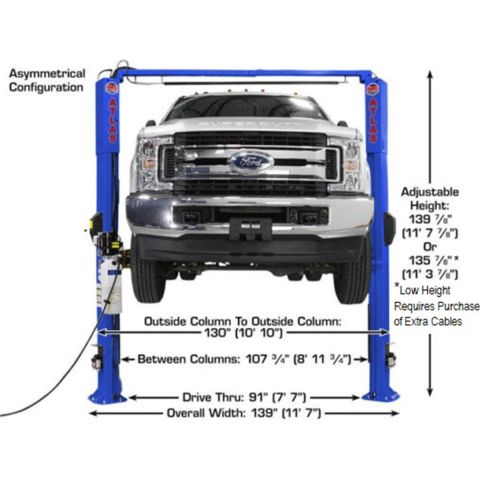 Atlas PVL10-FPD 2 Post Lift 10000 lb Overhead Clear Floor