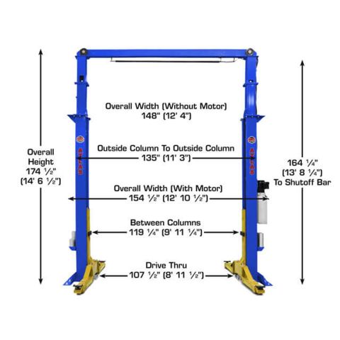 Atlas PVL15-FPD 2 Post Lift 15000 lb Overhead Heavy Duty