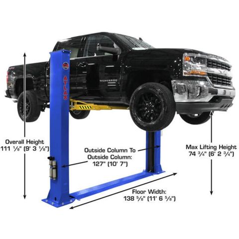 Atlas PVL9BP-FPD 2 Post Lift 9000 lb Baseplate Low Ceiling
