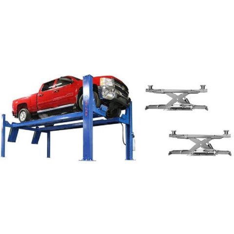 Atlas Platinum PVL14OF-EXT 14000 lb 4-Post Open Front Alignment Lift Combo with RJ7000 Sliding Bridge Jacks