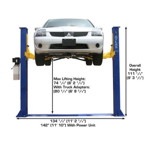 Atlas XH-9KBPX 2 Post Lift 9000 lb Baseplate Low Ceiling