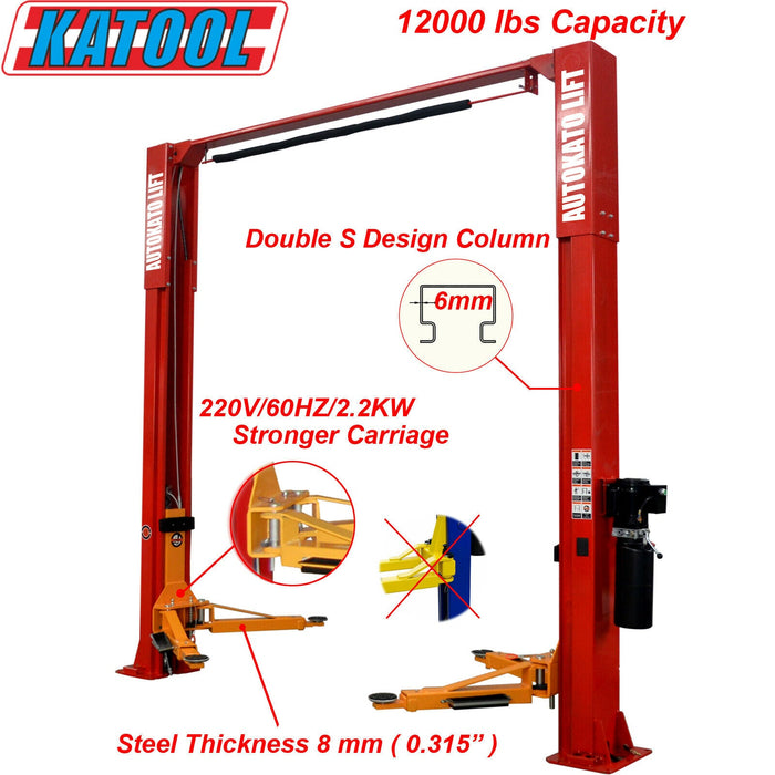 Katool KT-M120 2-Post Lift 12,000 lb Clear-Floor