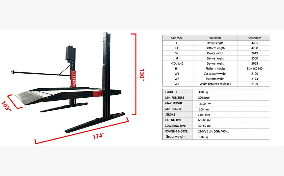 Katool KT-P2700 Two-Post Platform Parking Lift 6,600 lb