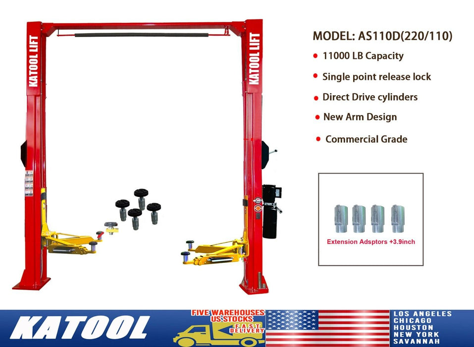Katool Two Post Lift 11000lbs Auto Lift Auto Truck Hoist Super Quality 