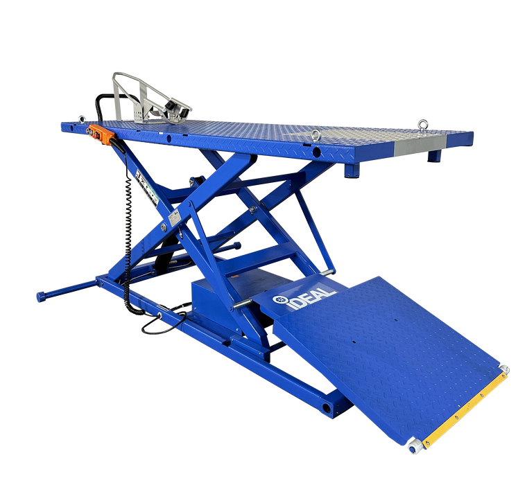 iDEAL M-2200IEH-XR Electric Hydraulic Motorcycle Lift Bench 2,200 lb Retractable Ramp