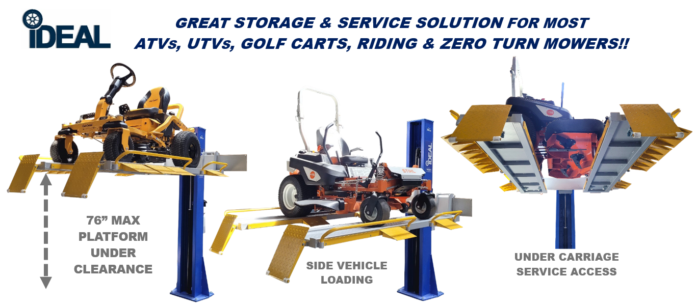 iDEAL SC-2K-UTV-X Single Column UTV Mower Storage Service Lift 2,000 lb