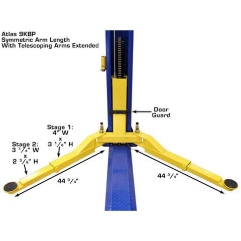 Atlas 9KBPX-FPD 2 Post Lift 9000 lb Baseplate Low Ceiling